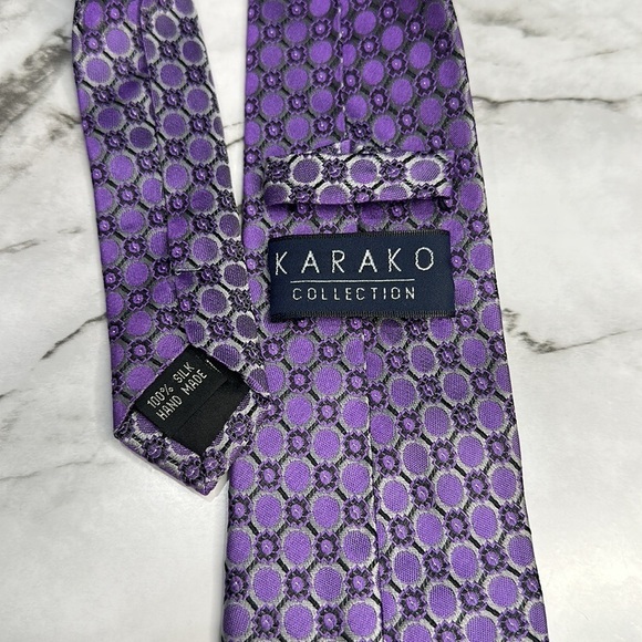 Karako Collection Men’s 100% Silk Hand Made Tie Purple - Picture 2 of 6